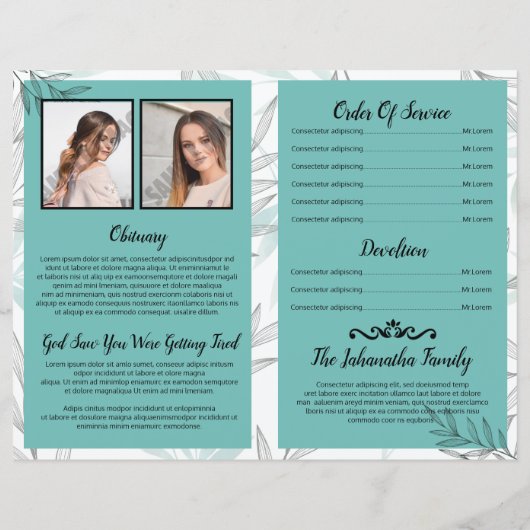 Sjabloon van het begrafenisprogramma (Achterkant)