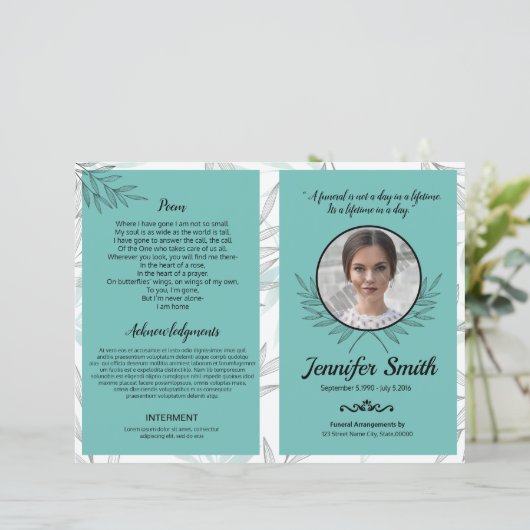 Sjabloon van het begrafenisprogramma (Staand voorkant)