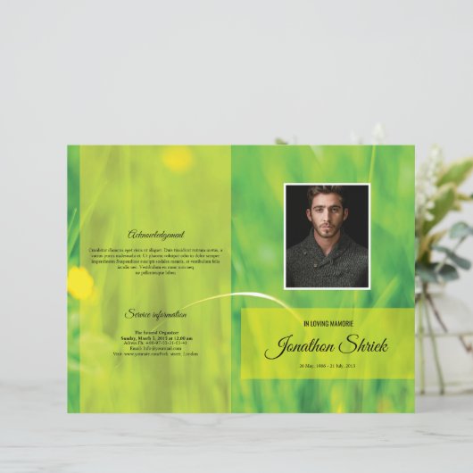 Sjabloon van het begrafenisprogramma (Staand voorkant)