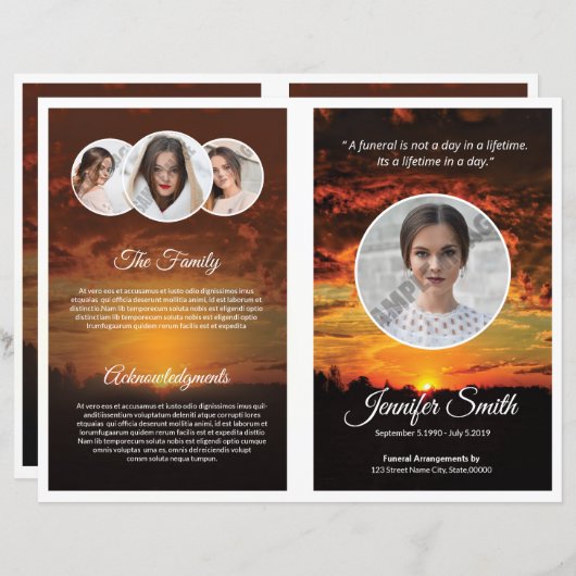 Sjabloon van het begrafenisprogramma (Voorkant / Achterkant)