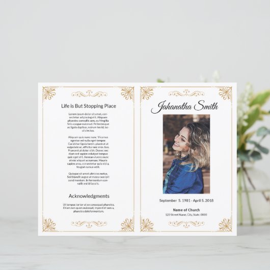 Sjabloon van het begrafenisprogramma (Staand voorkant)