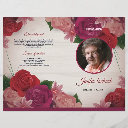 Sjabloon van het begrafenisprogramma (Voorkant)