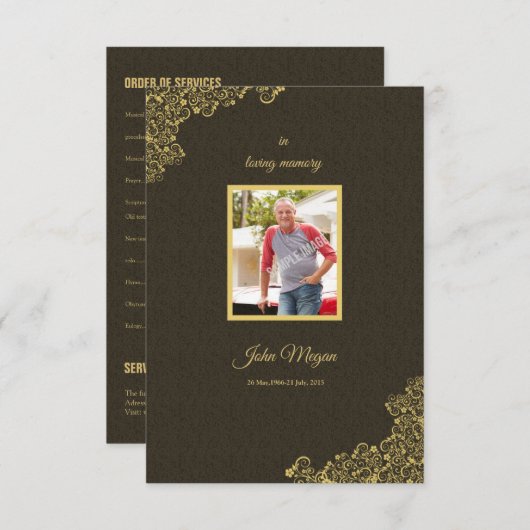 Sjabloon van het begrafenisprogramma kaart (Voorkant / Achterkant)
