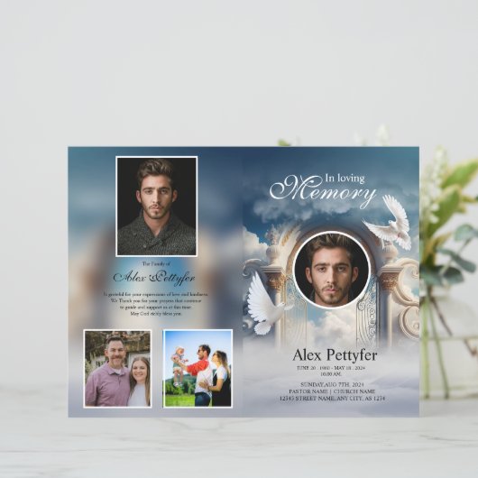 Sjabloon van het begrafenisprogramma van Heavenly  (Staand voorkant)