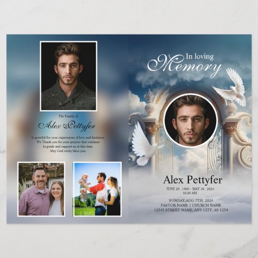 Sjabloon van het begrafenisprogramma van Heavenly  (Voorkant)