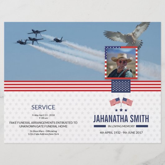 Sjabloon van het begrafenisprogramma voor het lege (Voorkant)