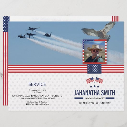 Sjabloon van het begrafenisprogramma voor het lege (Voorkant / Achterkant)