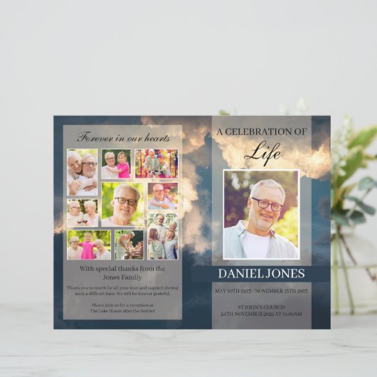 Sjabloon van het begrafenisprogramma voor Man met  (Staand voorkant)