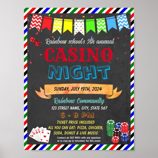 Sjabloon van het casinoavondschoolevenement poster (Voorkant)