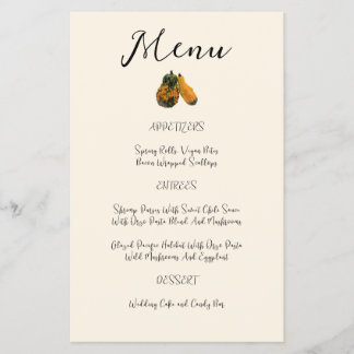 Sjabloon van het Fall Wedding Menu Two Gourds Flye