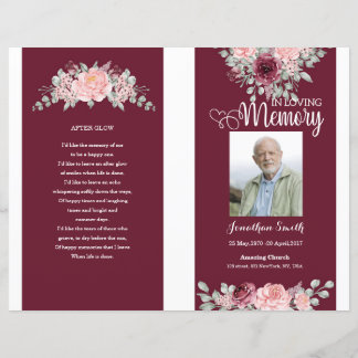 sjabloon van het florale Funeral Program