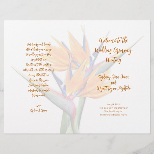 Sjabloon van het huwelijksprogramma van Bird of Pa (Voorkant)