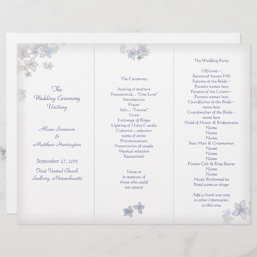 Sjabloon van het Lavender Art Tri-Fold Wedding Pro (Voorkant / Achterkant)