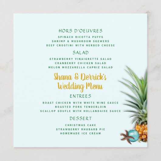 Sjabloon van het menu Kerstananasappelmenu (Voorkant)
