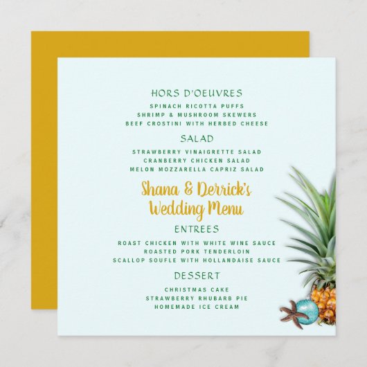 Sjabloon van het menu Kerstananasappelmenu (Voorkant / Achterkant)
