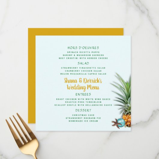 Sjabloon van het menu Kerstananasappelmenu (Voorkant / Achterkant in situ)