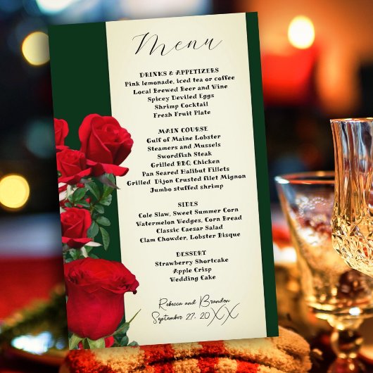 Sjabloon van het menu rode rozen