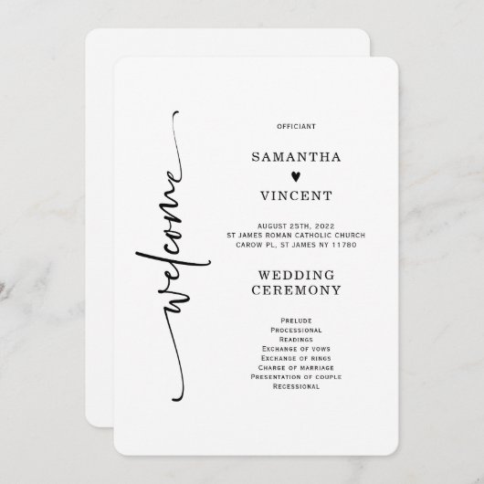 Sjabloon van het minimalistische weddenschapsprogr kaart (Voorkant / Achterkant)