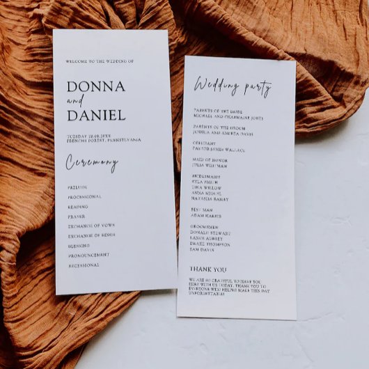 Sjabloon van het Modern Wedding Ceremony Program