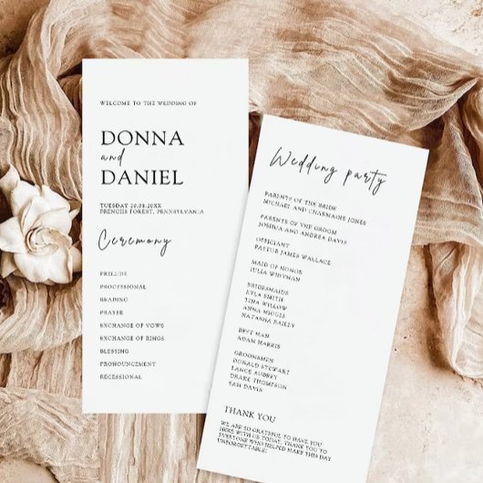 Sjabloon van het Modern Wedding Ceremony Program