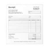 Sjabloon van het ontvangstbewijs | Minimalistische Notitieblok (Voorkant)