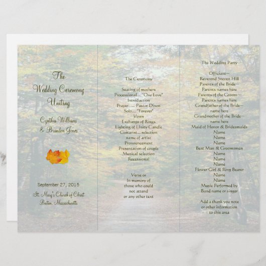 Sjabloon van het programma Tri-Fold Wedding Back R (Voorkant / Achterkant)