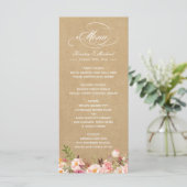 Sjabloon van het  Rustic Floral Kraft Wedding Menu (Staand voorkant)