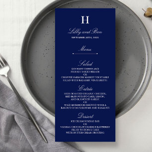 Sjabloon van het Trendy Navy & White Wedding Menu