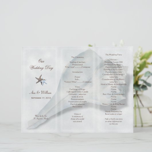 Sjabloon van het Wulk Shell Tri-Fold Wedding Progr (Staand voorkant)