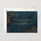 Sjabloon van Navy Gold Wedding Stationery (Voorkant / Achterkant)
