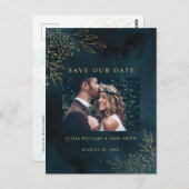 Sjabloon van Navy Gold Wedding Stationery Briefkaart (Voorkant / Achterkant)