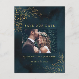 Sjabloon van Navy Gold Wedding Stationery Briefkaart