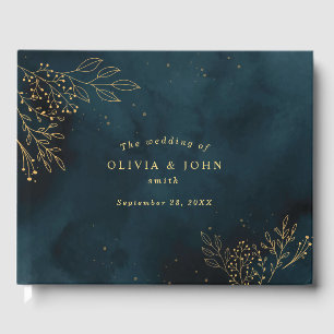 Sjabloon van Navy Gold Wedding Stationery Gastenboek