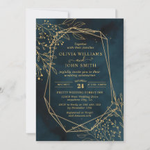Sjabloon van Navy Gold Wedding Stationery