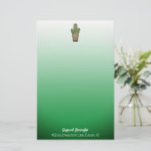 Sjabloon van Potted Cactus Green Ombre, dubbelzijd Briefpapier (Staand voorkant)