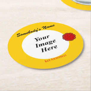 Sjabloon van Red Flower Ribbon door Kenneth Yoncic Ronde Kartonnen Onderzetter