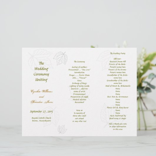 Sjabloon van tri-Fold Divided Program Herfst wegge (Staand voorkant)