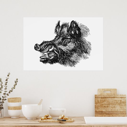  Sjabloon van wilde zwijnen met tussen Poster (Keuken)