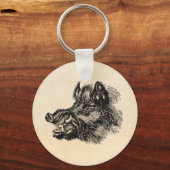  Sjabloon van wilde zwijnen met tussen Sleutelhanger (Voorkant)