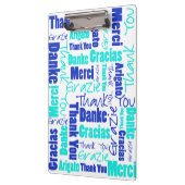 Sjabloon van Word Cloud Blue en Turquoise "Dank u" Klembord (Links)