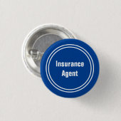 Sjabloon Verzekeringsagent blauw en witte tekst Ronde Button 3,2 Cm (Voorkant /achterkant)