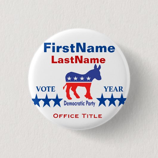 Sjabloon voor democratische aangepaste campagne ronde button 3,2 cm (Voorkant)