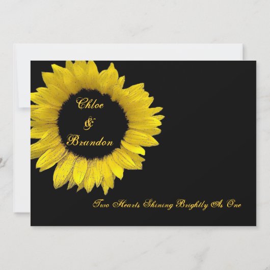 Sjabloon voor donkergeel en zwart zonnebloem kaart (Achterkant)