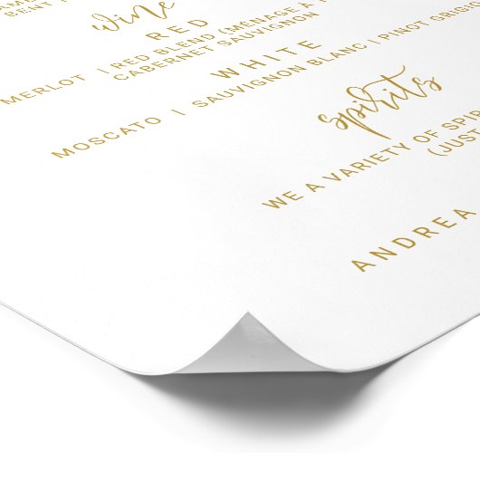 Sjabloon voor een bruiloft-menu - Afstemscript (Fl Poster (Hoek)
