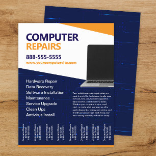 Sjabloon voor flyer voor computerreparaties met af