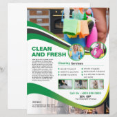 Sjabloon voor flyer voor professionele schoonmaakd (Voorkant / Achterkant)