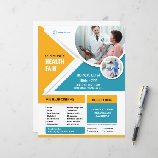 Sjabloon voor folder gezondheidsbeurs | Folder voo (Voorkant / Achterkant in situ)