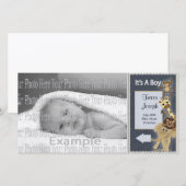 Sjabloon voor fotokaart voor aankondiging van baby (Voorkant / Achterkant)