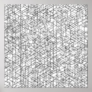 Sjabloon voor geometrische rasterkleurpagina Decou Poster