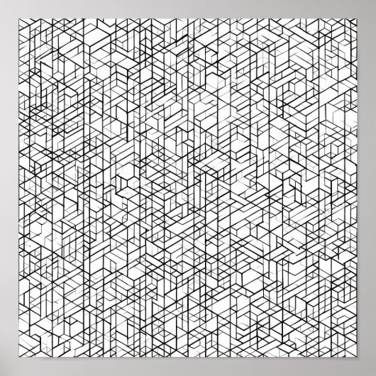 Sjabloon voor geometrische rasterkleurpagina Decou Poster (Voorkant)